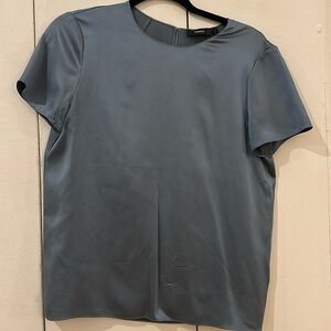 Theory Blue Silk Blouse - Short Sleeve Size S